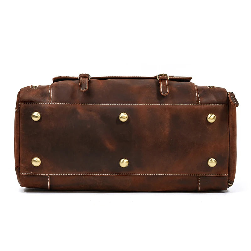 Dark Brown Leather Duffel Bag for Men & Women
