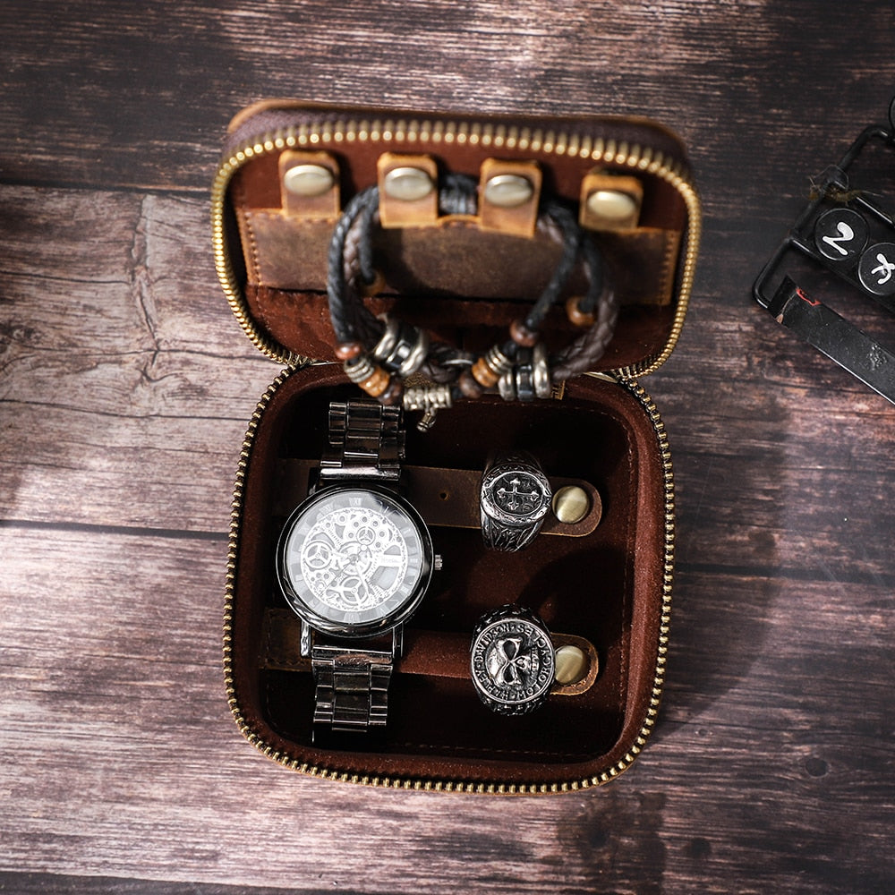 Full Grain Leather Jewelry & Watch Box For Men