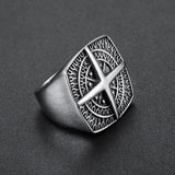 Silver Stainless Steel Sailor Compass Fashion Ring For Men Manntara