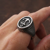 Men's Silver Stainless Steel Fashion Anchor Ring For Sea Lovers Manntara