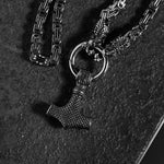 Men's Silver Stainless Steel Mjolnir Viking Necklace