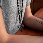 Men's Triangle Arrow Necklace With Beaded Chain Manntara
