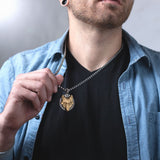 Premium Stainless Steel Golden Viking Wolf Locket Necklace For Men Manntara