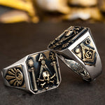 S925 Silver Egyptian Golden Skull Ring For Men 
