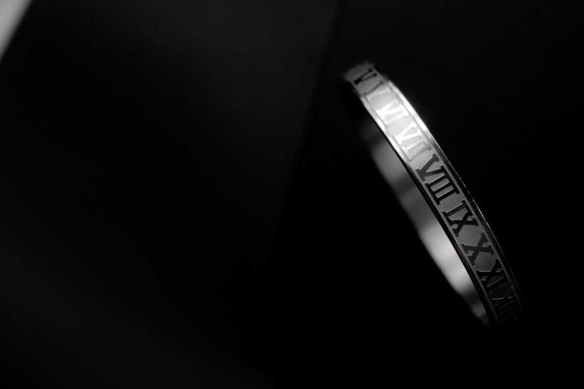 Silver Stainless Steel Roman Designer Bracelet For Men