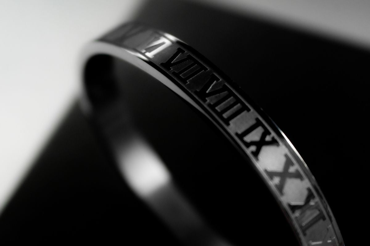 Silver Stainless Steel Roman Designer Bracelet For Men