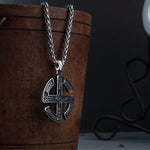 Silver Stainless Steel Viking Circle Pendant Necklace for Men