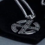 Silver Stainless Steel Viking Circle Pendant Necklace for Men Manntara