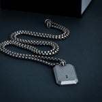 Stainless Steel Silver Minimalistic Military Necklace For Men