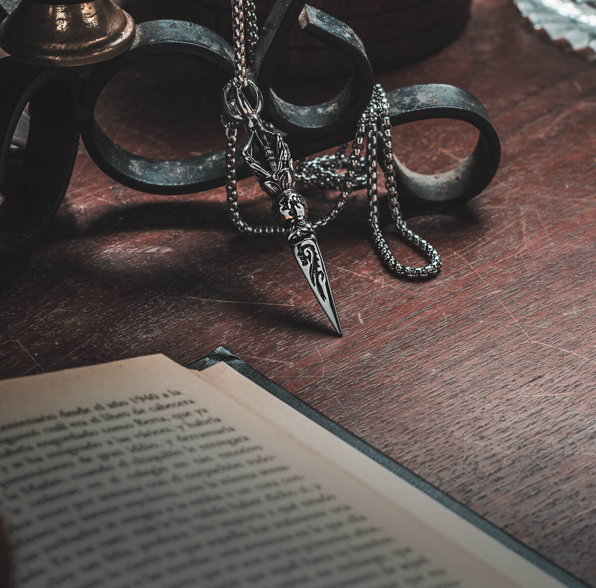 Stainless Steel Silver Viking Stick Necklace For Men