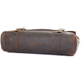Unisex Brown Leather Vintage Business 14-inches Laptop Briefcase