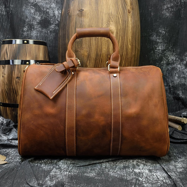 Leather Duffle Bags for Men & Women, 20 Inch Full-Grain Buffalo