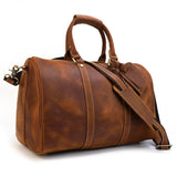 Unisex Dark Brown Leather Duffle Bag For Travel Manntara